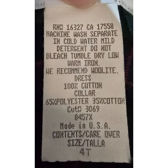 Vintage Good Lad Girls Green Plaid Dress Lace Collar & Matching Bonnet Holiday - Picture 5 of 7